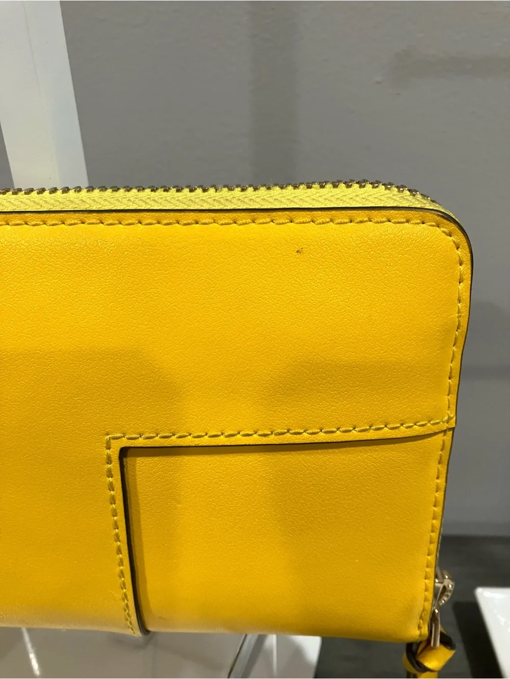 Tory Burch Bright Yellow Leather Zip Wallet